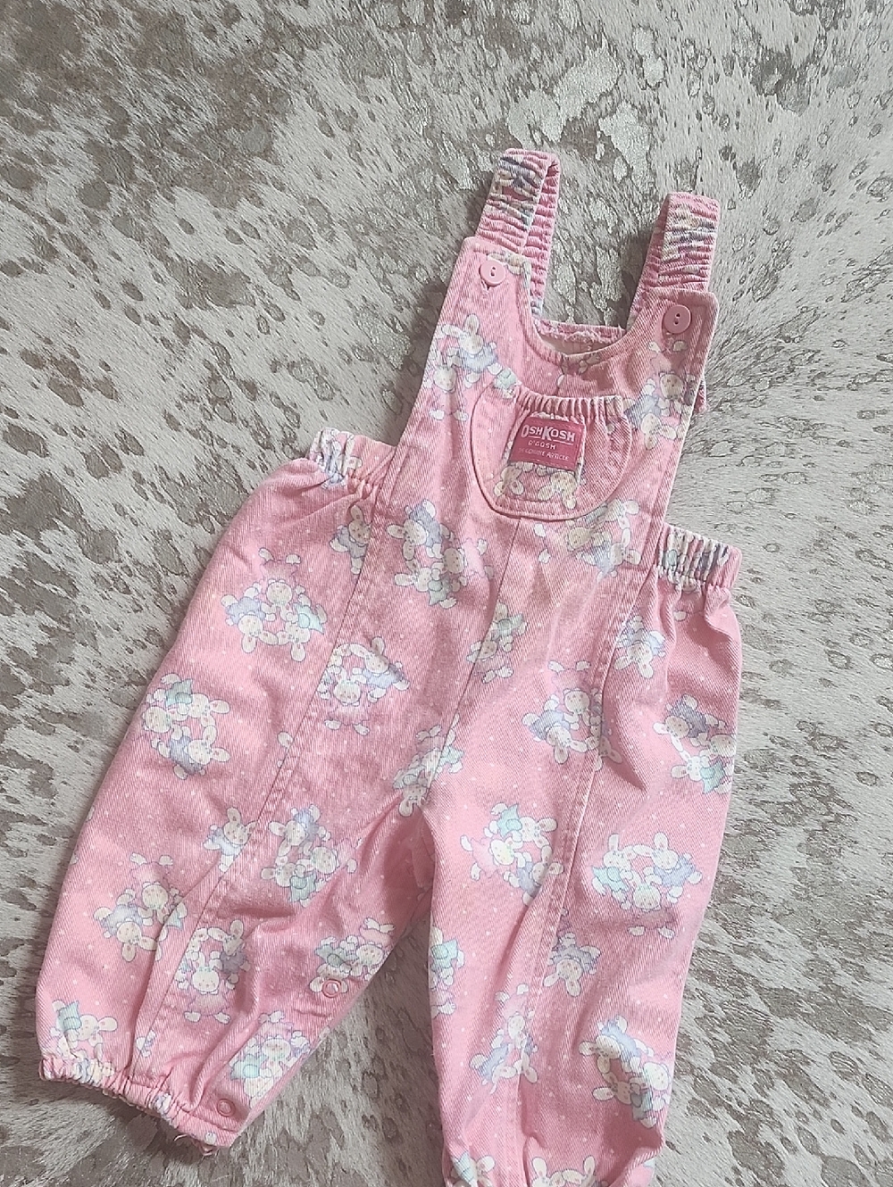 OshKosh B'Gosh Vintage Overalls Sz12M Bunnies 80s